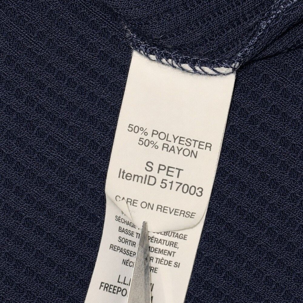 LL Bean Hoodie Womens Small Petite Navy Waffle Knit Thermal Pullover - Picture 5 of 5